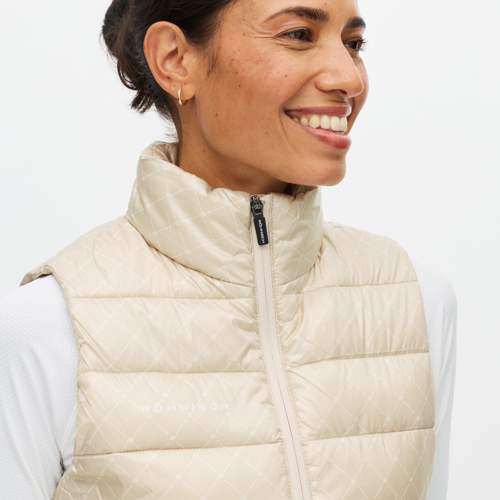 Rohnisch Airlite Padded Ladies Golf Vest Micro R Check Oat